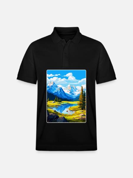 Affiche de voyage vintage du parc national d’Ecrins France - Polo PREPSTER bio Stanley/Stella Unisexe - noir