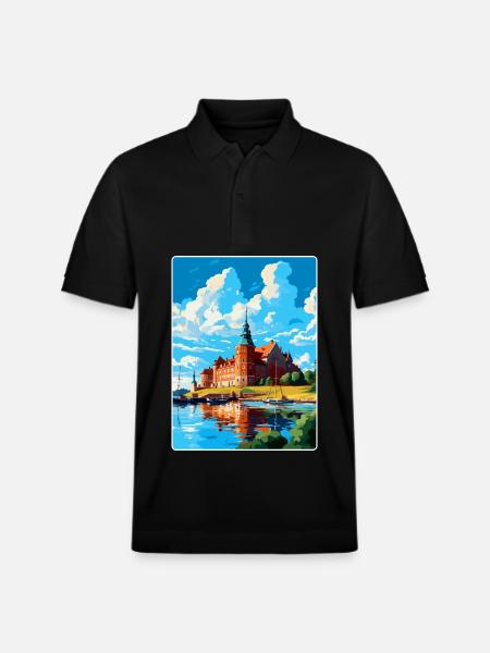Kalmar Sverige Vintage Reseaffisch WPA Souvenir - Ekologisk pikétröja PREPSTER unisex från Stanley/Stella - svart