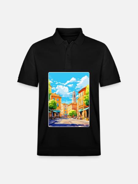 Aix En Provence France Vintage Travel Poster WPA - Stanley/Stella Unisex Organic Polo Shirt PREPSTER - black