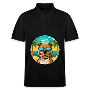 Perro De Presa Canario Hunderasse Cartoon Strand - Stanley/Stella Unisex Bio-Poloshirt PREPSTER - Schwarz - Vorne - Roxy (174cm) & Andy (188cm)