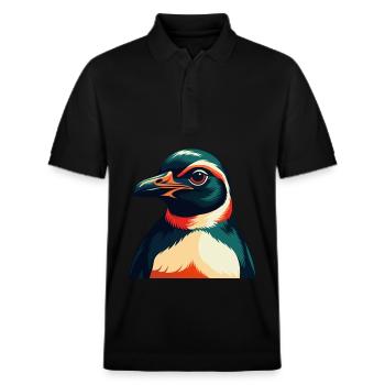 Pinguin Zeichentrickfigur Buntes Haustier Tier - Stanley/Stella Unisex Bio-Poloshirt PREPSTER - Schwarz - Vorne - Roxy (174cm) & Andy (188cm)