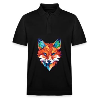Gelehrter Fuchs, farbenfroher Aquarell-Tier-Haustier-Cartoon - Stanley/Stella Unisex Bio-Poloshirt PREPSTER - Schwarz - Vorne - Roxy (174cm) & Andy (188cm)
