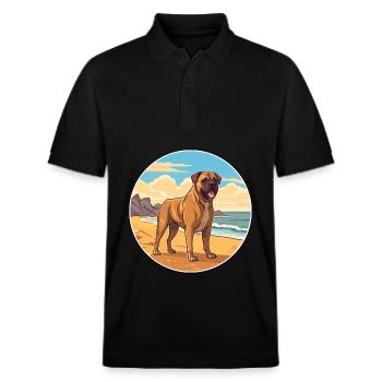 Perro de Presa Canario Hunderasse Cartoon Kawaii - Stanley/Stella Unisex Bio-Poloshirt PREPSTER - Schwarz - Vorne - Roxy (174cm) & Andy (188cm)