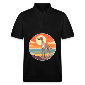 Old Croatian Sighthound Dog Breed Cartoon Kawaii - Stanley/Stella Unisex Organic Polo Shirt PREPSTER - black - Front - Roxy (174cm) & Andy (188cm)