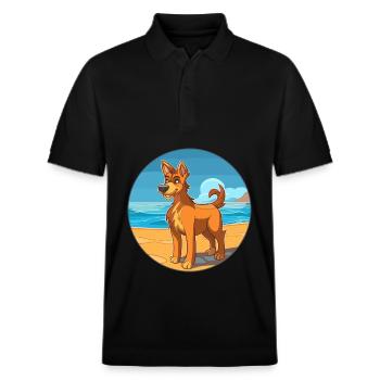 Uruguayan Cimarron Dog Breed Cartoon Kawaii Dog - Stanley/Stella Unisex Organic Polo Shirt PREPSTER - black - Front - Roxy (174cm) & Andy (188cm)