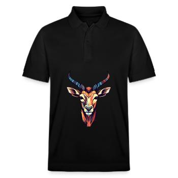 Impala Buntes Aquarell Cartoon Kawaii Tier - Stanley/Stella Unisex Bio-Poloshirt PREPSTER - Schwarz - Vorne - Roxy (174cm) & Andy (188cm)