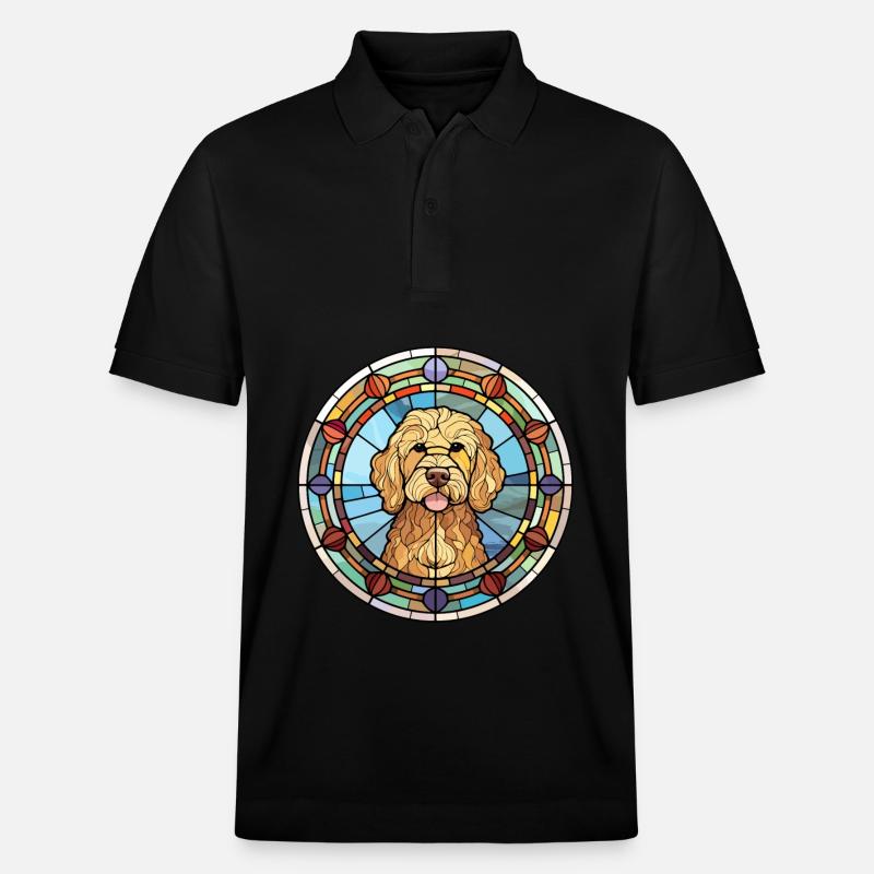 Goldendoodle Hunderasse Buntes Glas - Stanley/Stella Unisex Bio-Poloshirt PREPSTER - Schwarz