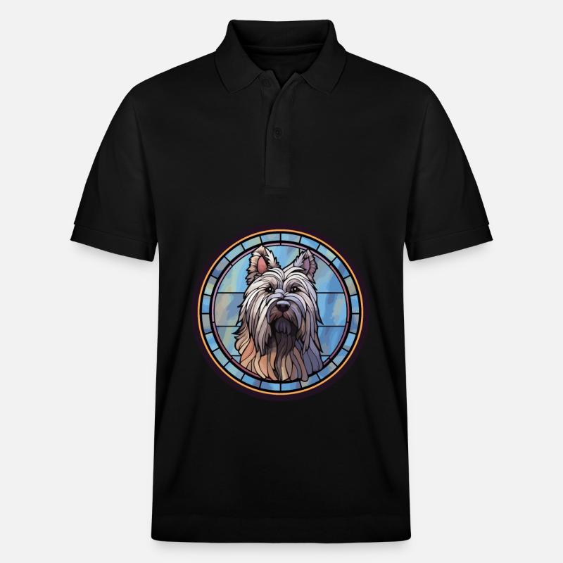 Skye Terrier Hunderasse Buntes Glas - Stanley/Stella Unisex Bio-Poloshirt PREPSTER - Schwarz