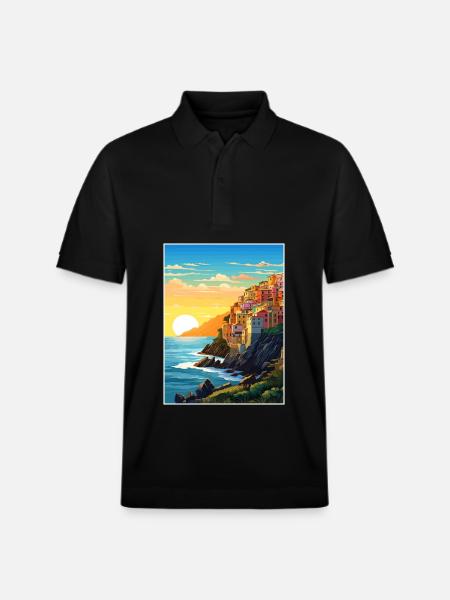 Cinque Terre Italie Décoration Patmos Affiche De Voyage - Polo PREPSTER bio Stanley/Stella Unisexe - noir