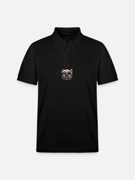 Sloth Christmas Funny - Stanley/Stella Unisex Organic Polo Shirt PREPSTER - black