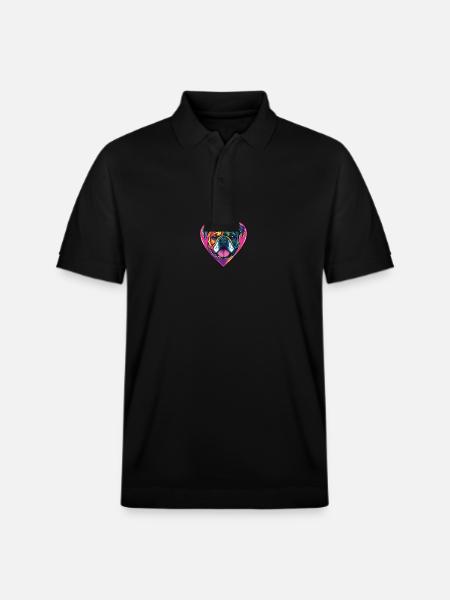Bulldog Dog Heart Love - Stanley/Stella Unisex Organic Polo Shirt PREPSTER - black