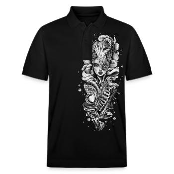 Göttin der Unterwelt - Stanley/Stella Unisex Bio-Poloshirt PREPSTER - Schwarz - Vorne - Roxy (174cm) & Andy (188cm)