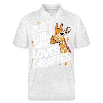 Giraffe Animal Africa Giraffes - Stanley/Stella Unisex Organic Polo Shirt PREPSTER - heather white - Front - Roxy (174cm) & Andy (188cm)