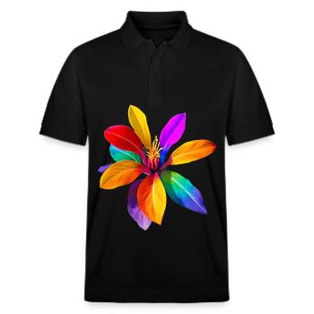 Regenbogenblume aus Fantasialand - Stanley/Stella Unisex Bio-Poloshirt PREPSTER - Schwarz - Vorne - Roxy (174cm) & Andy (188cm)
