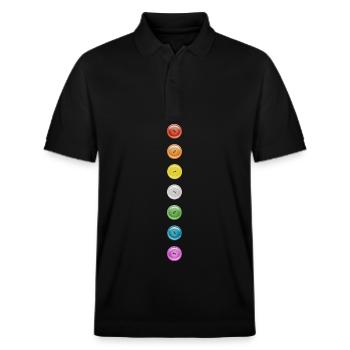 Button Buttons Rainbow 7 Dots Funny Button Row - Stanley/Stella Unisex Organic Polo Shirt PREPSTER - black - Front - Roxy (174cm) & Andy (188cm)