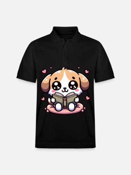 Dog Reading Reading Rover Rompers - Stanley/Stella Unisex Organic Polo Shirt PREPSTER - black
