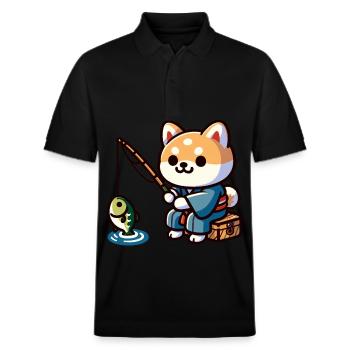 Hund Angeln Hund Angler Kinderzimmer Dekor - Stanley/Stella Unisex Bio-Poloshirt PREPSTER - Schwarz - Vorne - Roxy (174cm) & Andy (188cm)