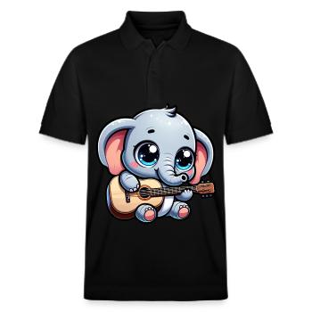 Éléphant Jouant de la guitare Jumbo Melodies Baby Te - Polo PREPSTER bio Stanley/Stella Unisexe - noir - Devant - Roxy (174cm) & Andy (188cm)