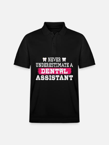 Never underestimate a dental assistant - Stanley/Stella Unisex Organic Polo Shirt PREPSTER - black
