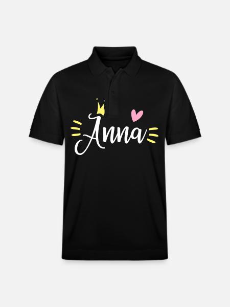 Anna Name Crown - Stanley/Stella Unisex Organic Polo Shirt PREPSTER - black