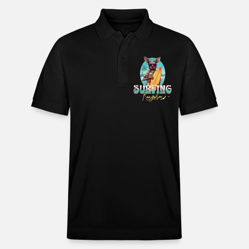 Surfing Kangaroo - Stanley/Stella Unisex Bio-Poloshirt PREPSTER - Schwarz