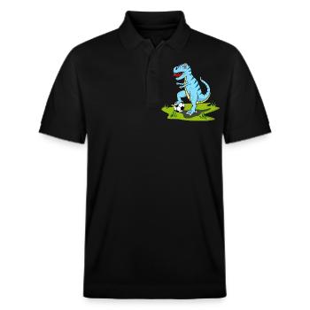 Dinosaure Rex Football Bleu - Polo PREPSTER bio Stanley/Stella Unisexe - noir - Devant - Roxy (174cm) & Andy (188cm)
