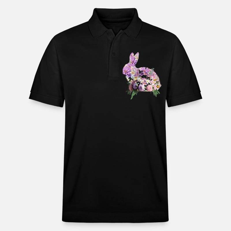 Fleurs lapin de Pâques - Polo PREPSTER bio Stanley/Stella Unisexe - noir