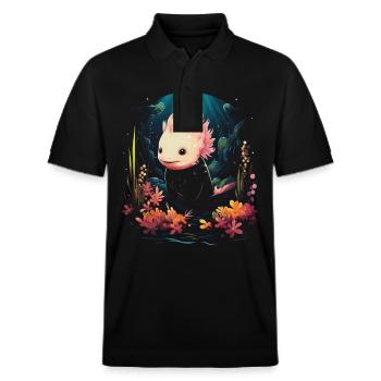 Mignon Axolotl Lover Artwork - Polo PREPSTER bio Stanley/Stella Unisexe - noir - Devant - Roxy (174cm) & Andy (188cm)