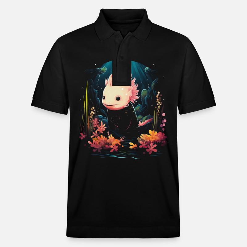 Mignon Axolotl Lover Artwork - Polo PREPSTER bio Stanley/Stella Unisexe - noir