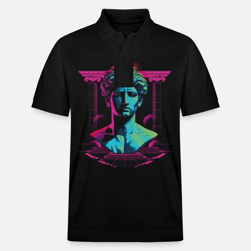 80er Klassische griechische statue Synthwave - Stanley/Stella Unisex Bio-Poloshirt PREPSTER - Schwarz
