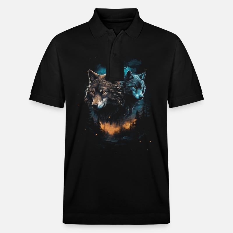 Dunkle Kunst Wolf Wald Mythisch - Stanley/Stella Unisex Bio-Poloshirt PREPSTER - Schwarz