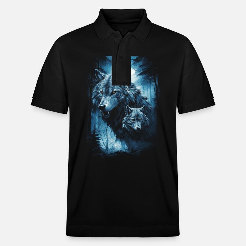 Dunkle Kunst Wolf Wald Mythisch - Stanley/Stella Unisex Bio-Poloshirt PREPSTER - Schwarz