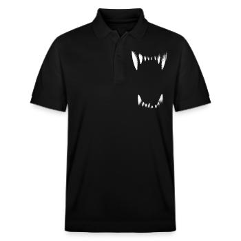 Vorsicht bissig! Vampirzähne Dracula Halloween - Stanley/Stella Unisex Bio-Poloshirt PREPSTER - Schwarz - Vorne - Roxy (174cm) & Andy (188cm)