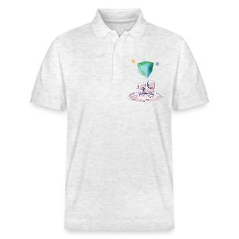 The earth is a cube - Stanley/Stella Unisex Organic Polo Shirt PREPSTER - heather white - Front - Roxy (174cm) & Andy (188cm)