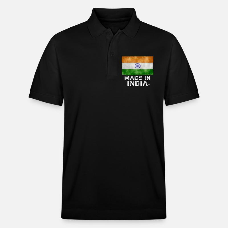 Made in India Flag Stencil Tee - Stanley/Stella Unisex Bio-Poloshirt PREPSTER - Schwarz