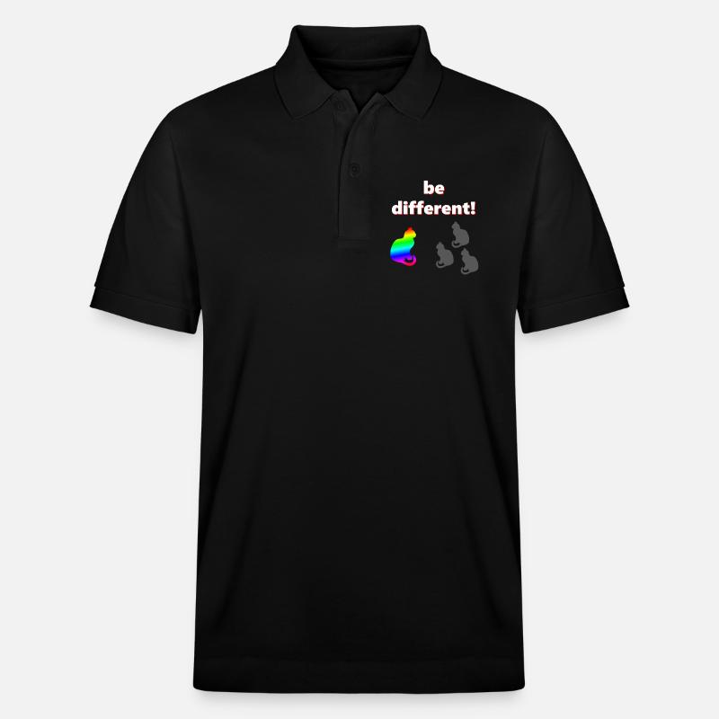 Be different, katzen Design, kluge Sprüche - Stanley/Stella Unisex Bio-Poloshirt PREPSTER - Schwarz