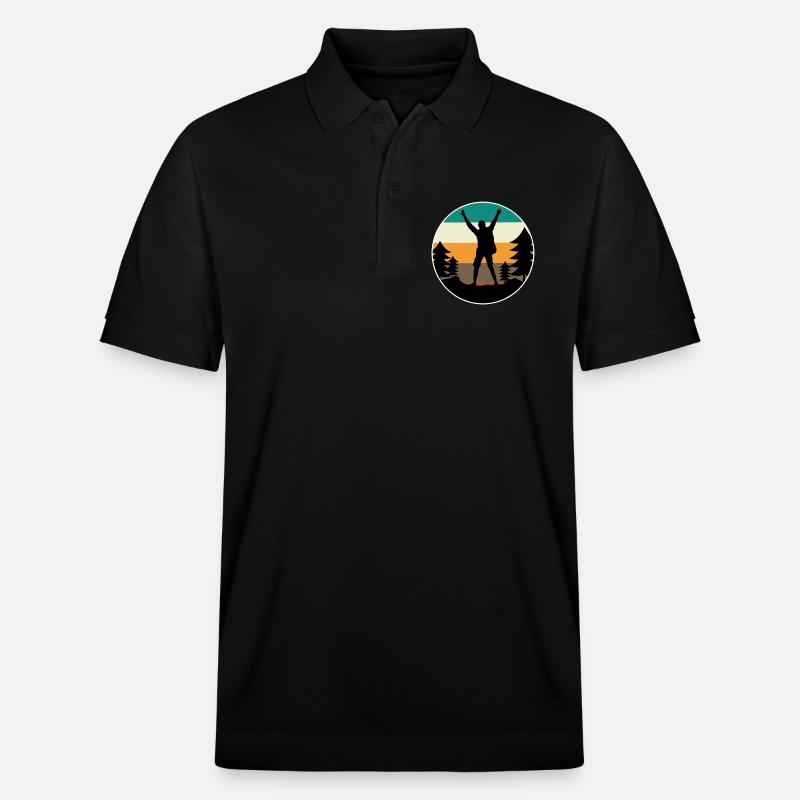 Berggipfel Wanderer Wanderung Bergsteigen Klettern - Stanley/Stella Unisex Bio-Poloshirt PREPSTER - Schwarz