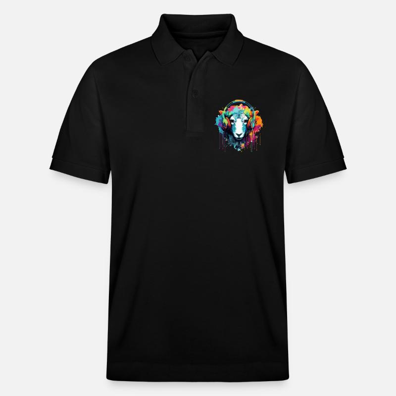 Moutons avec écouteurs Moutons animaux - Polo PREPSTER bio Stanley/Stella Unisexe - noir