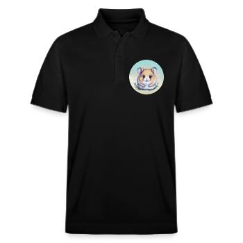 Niedlicher pastellfarbener Aquarellhamster - Stanley/Stella Unisex Bio-Poloshirt PREPSTER - Schwarz - Vorne - Roxy (174cm) & Andy (188cm)