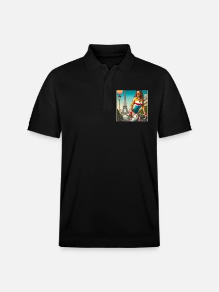 Paris Retro Radfahrer-Pinup - Stanley/Stella Unisex Bio-Poloshirt PREPSTER - Schwarz