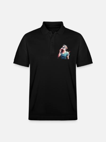 Woman drinking red wine - Stanley/Stella Unisex Organic Polo Shirt PREPSTER - black