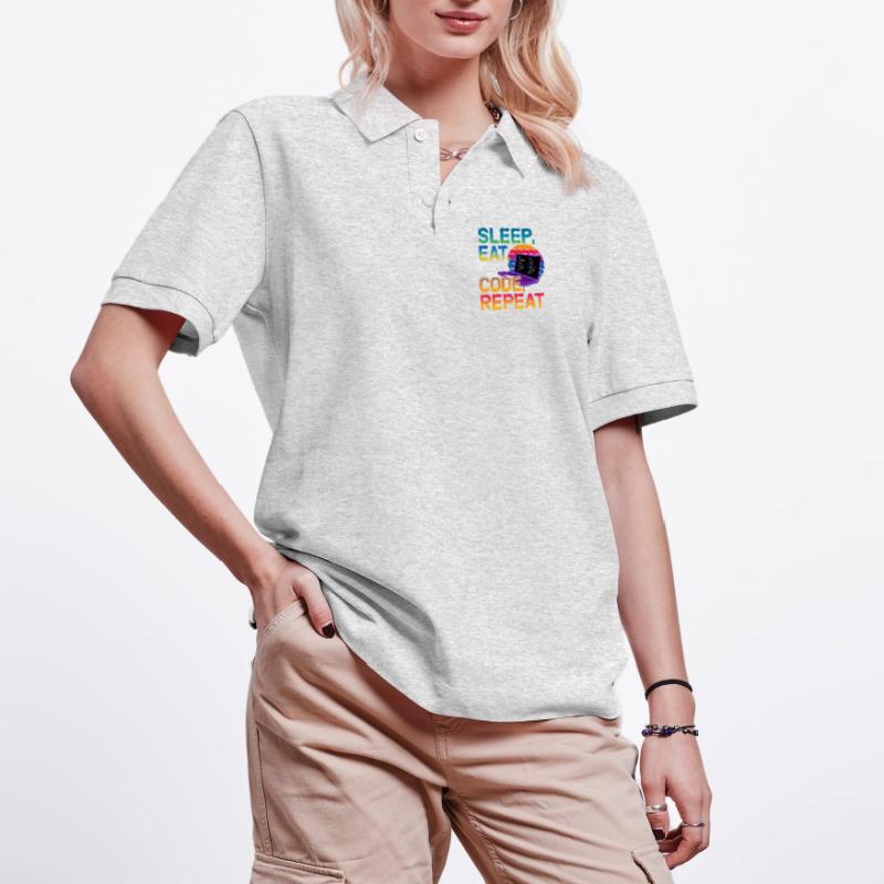 Sleep Eat Code Repeat Gift For Coder Stanley/Stella Unisex Organic Polo Shirt PREPSTER
