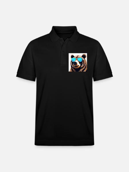 Bear with Sunglasses Pop Art - Stanley/Stella Unisex Organic Polo Shirt PREPSTER - black