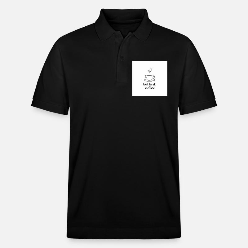 Minimalistischer Kaffee mit Herz - Stanley/Stella Unisex Bio-Poloshirt PREPSTER - Schwarz
