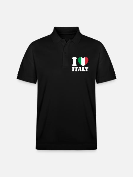 I Love Italy Italy Italian Flag Heart - Stanley/Stella Unisex Organic Polo Shirt PREPSTER - black