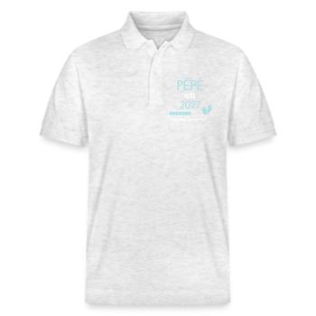 Grandpa in 2027 Gift Future Grandpa - Stanley/Stella Unisex Organic Polo Shirt PREPSTER - heather white - Front - Roxy (174cm) & Andy (188cm)