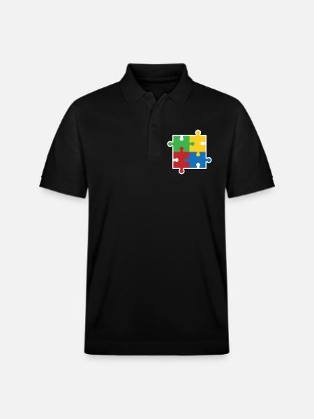 Autism Puzzle Icon - Stanley/Stella Unisex Organic Polo Shirt PREPSTER - black