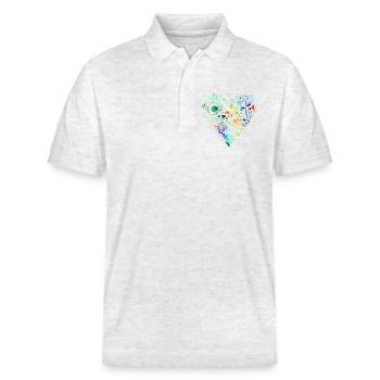 Flower Heart Rainbow - Stanley/Stella Unisex Organic Polo Shirt PREPSTER - heather white - Front - Roxy (174cm) & Andy (188cm)