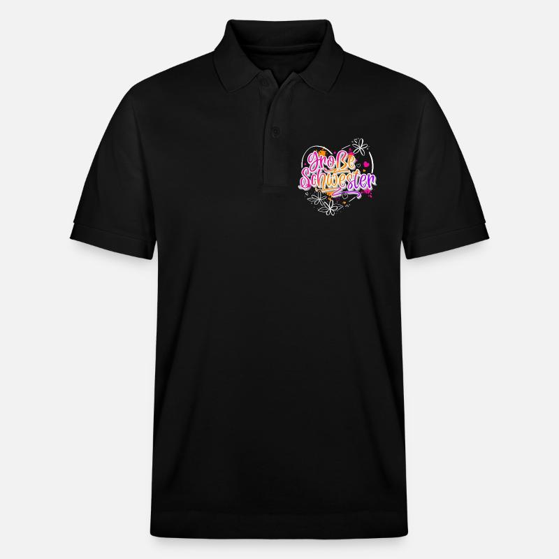 Große Schwester - Stanley/Stella Unisex Bio-Poloshirt PREPSTER - Schwarz