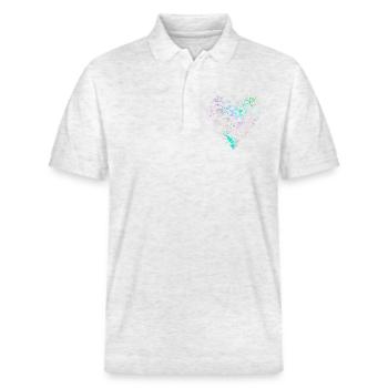 Flower Heart Pastel Dream - Stanley/Stella Unisex Organic Polo Shirt PREPSTER - heather white - Front - Roxy (174cm) & Andy (188cm)